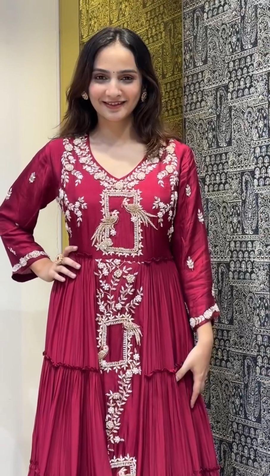 AK 252 Chinon Embroidery Digital Gown Wholesale Clothing Distributors In India